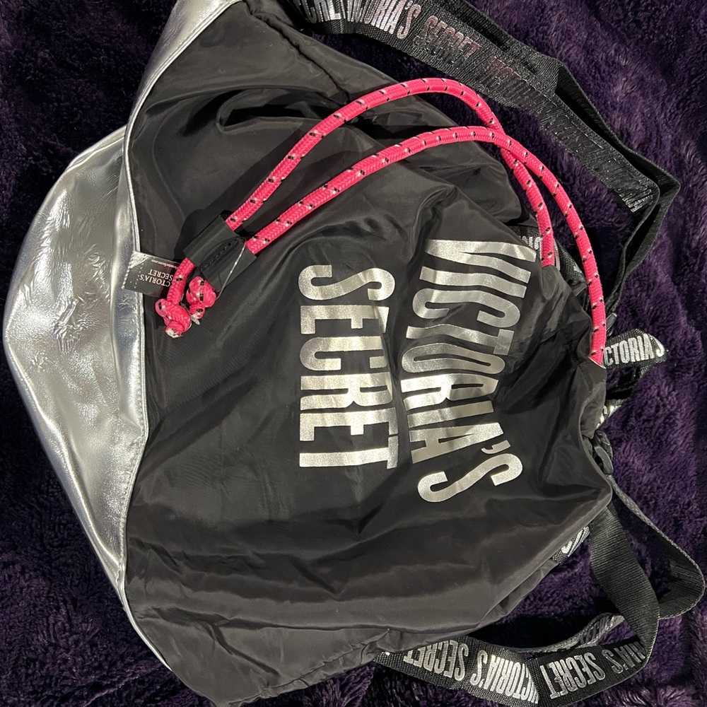 Victoria's Secret Black and Silver Tote Bag